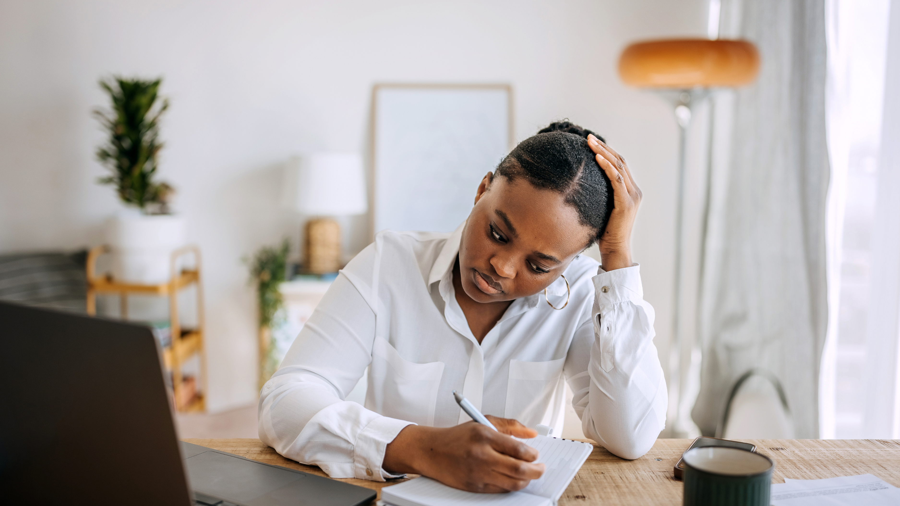 Woman expressing being under stress